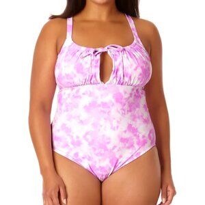 NWT Salt + Cove Juniors' Tie-Dyed One-Piece Keyhole Pink Size 1X $60 LLL385